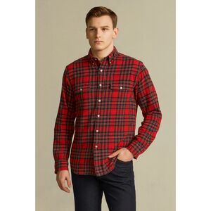Polo By Ralph Lauren Red Black Tartan Button Up Shirt Top  Mens Size Large